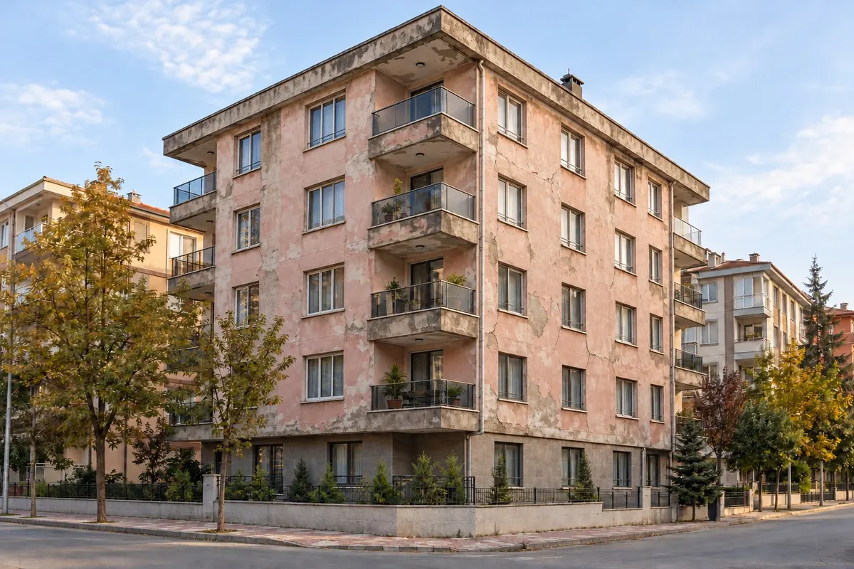 Örnek görsel: Tepebaşı'nda 5 katlı apartman mantolaması, öncesi